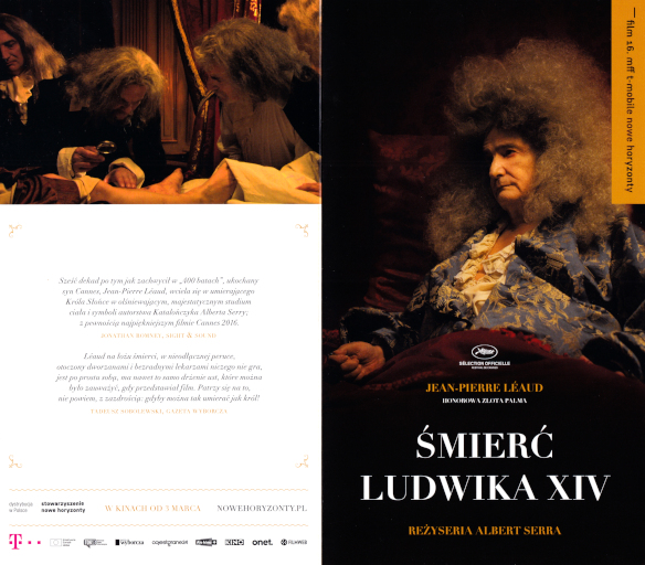 Przód ulotki filmu 'Śmierć Ludwika XIV'