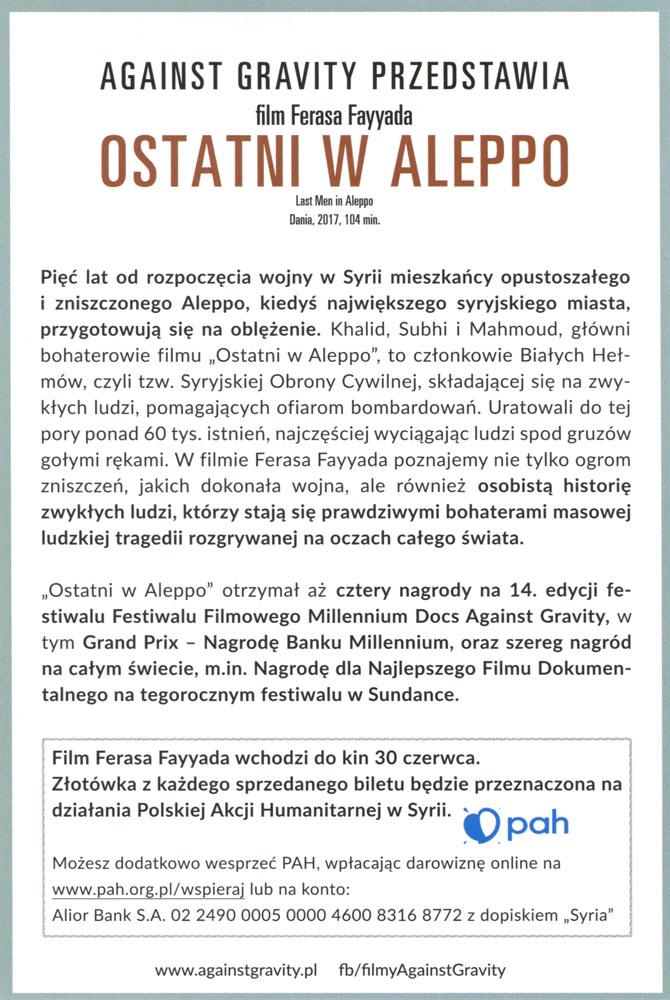 Ulotka filmu 'Ostatni W Aleppo (tył)'