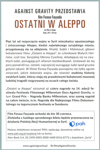 Tył ulotki filmu 'Ostatni w Aleppo'