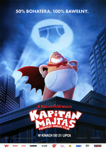 Przód ulotki filmu 'Kapitan Majtas: Pierwszy wielki film'