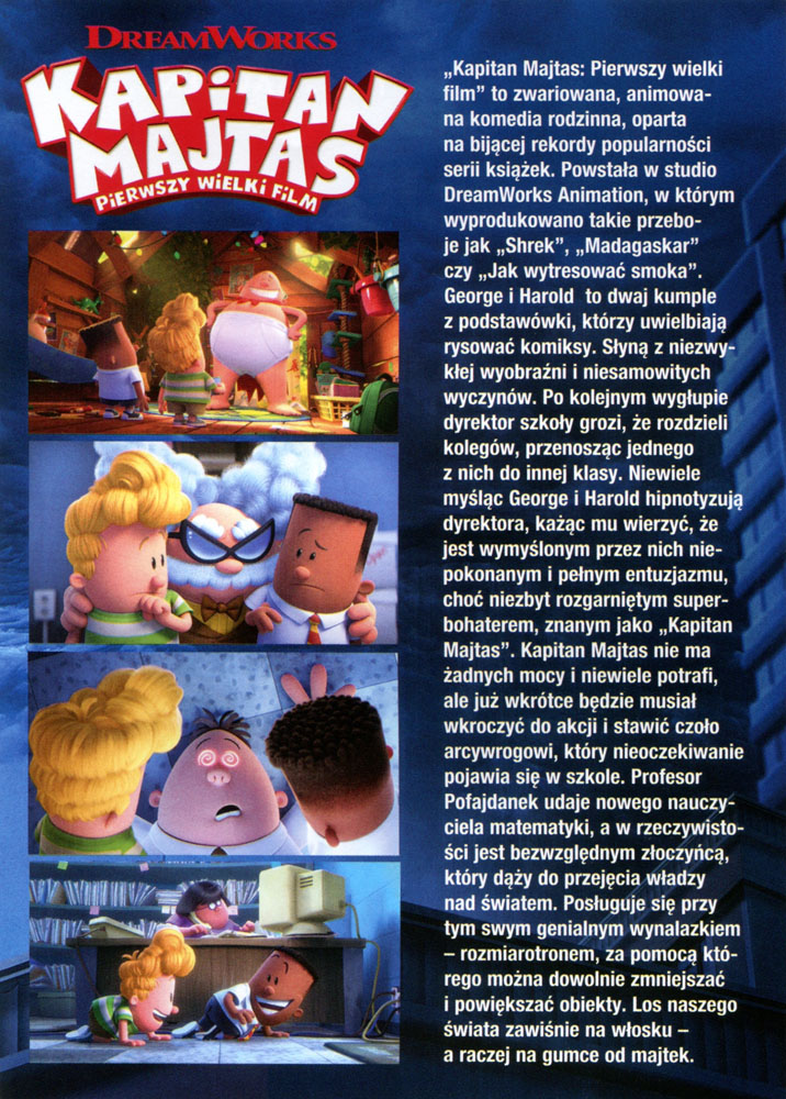 Ulotka filmu 'Kapitan Majtas: Pierwszy Wielki Film (tył)'