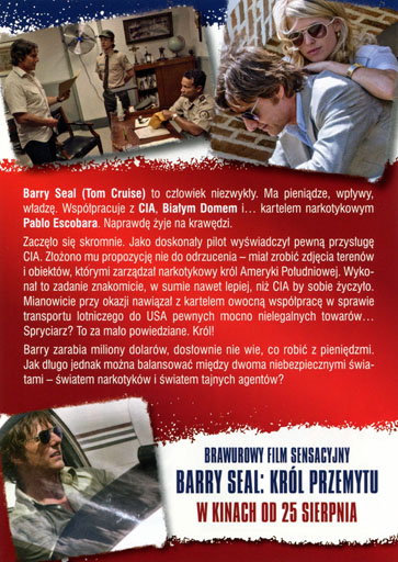 Tył ulotki filmu 'Barry Seal: Król przemytu'