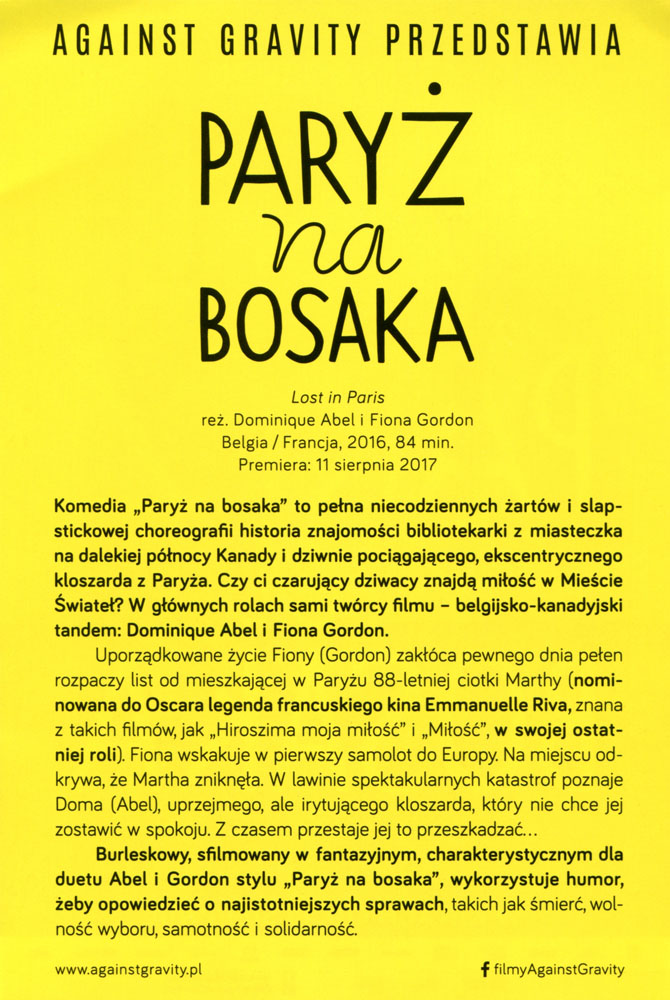 Ulotka filmu 'Paryż Na Bosaka (tył)'