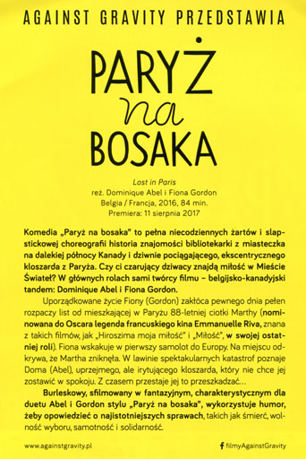 Tył ulotki filmu 'Paryż na bosaka'