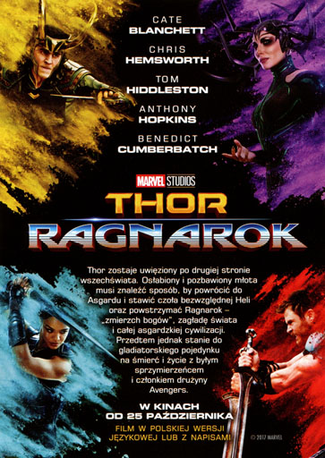 Tył ulotki filmu 'Thor: Ragnarok'