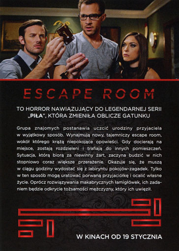 Tył ulotki filmu 'Escape Room'