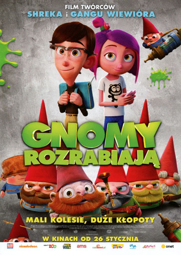 Przód ulotki filmu 'Gnomy rozrabiają'