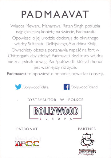 Tył ulotki filmu 'Padmaavat'
