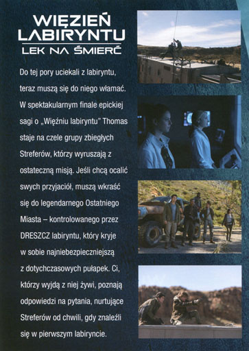 Tył ulotki filmu 'Więzień Labiryntu: Lek Na Śmierć'