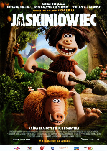 Przód ulotki filmu 'Jaskiniowiec'
