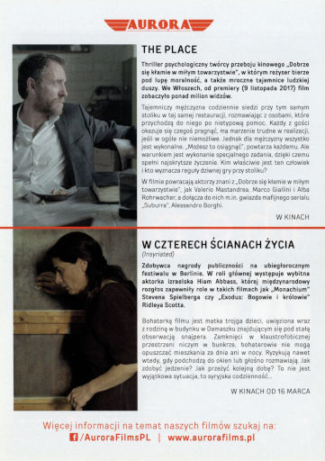 Tył ulotki filmu 'The Place'