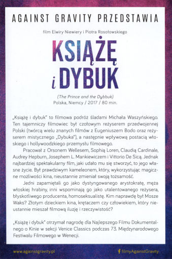 Tył ulotki filmu 'Książę i dybuk'