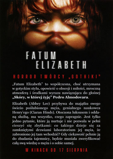 Tył ulotki filmu 'Fatum Elizabeth'