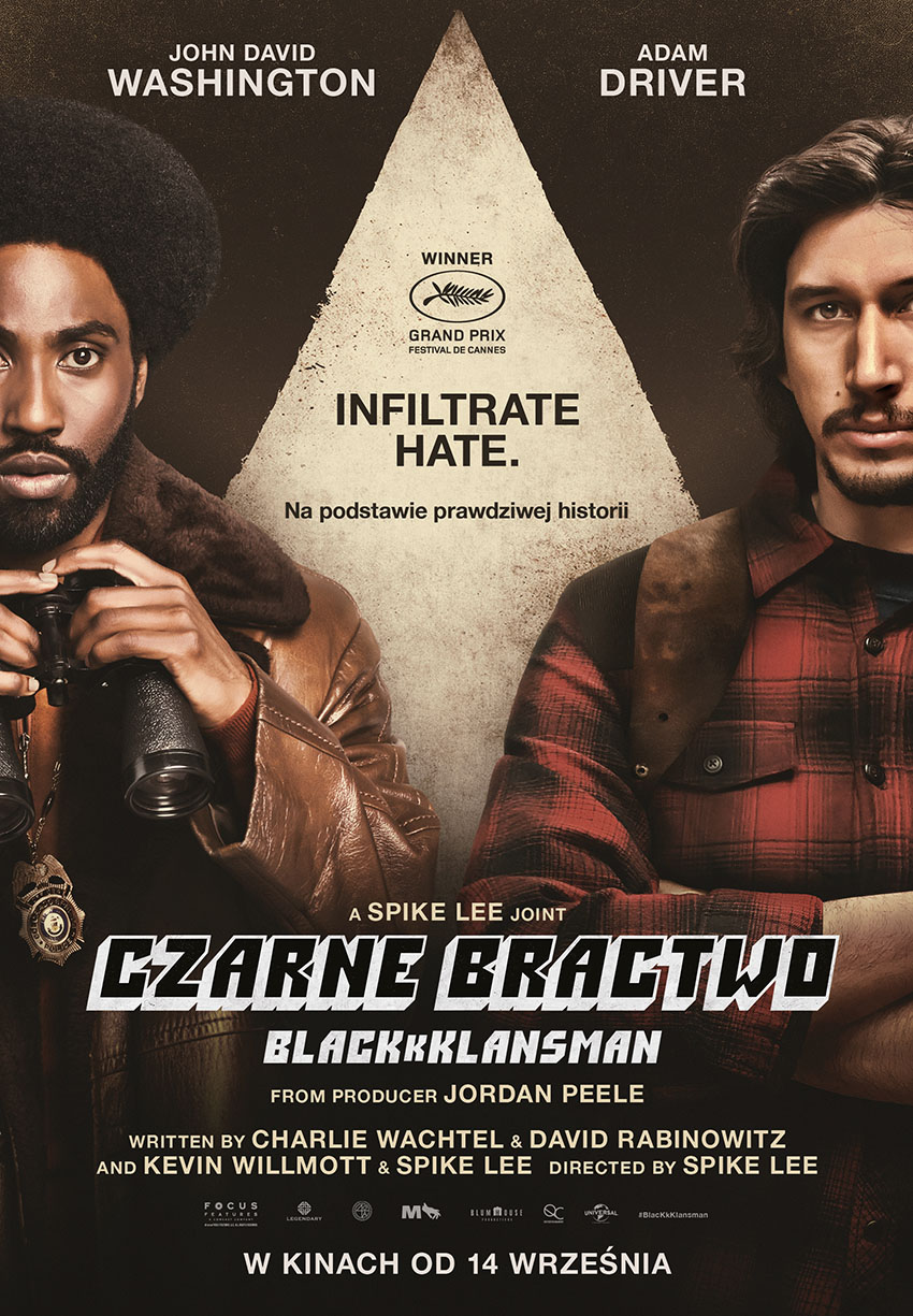 Polski plakat filmu 'Czarne bractwo. BlacKkKlansman'