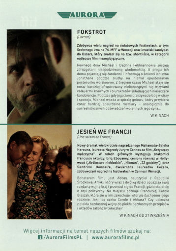 Tył ulotki filmu 'Fokstrot'