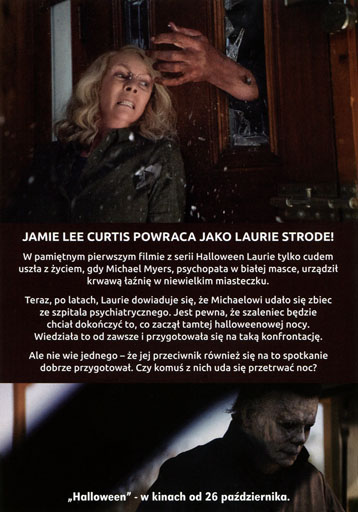 Tył ulotki filmu 'Halloween'