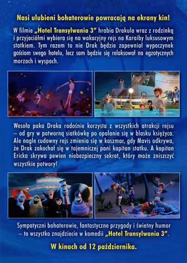 Tył ulotki filmu 'Hotel Transylwania 3'