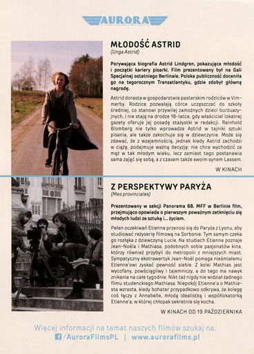 Tył ulotki filmu 'Młodość Astrid'