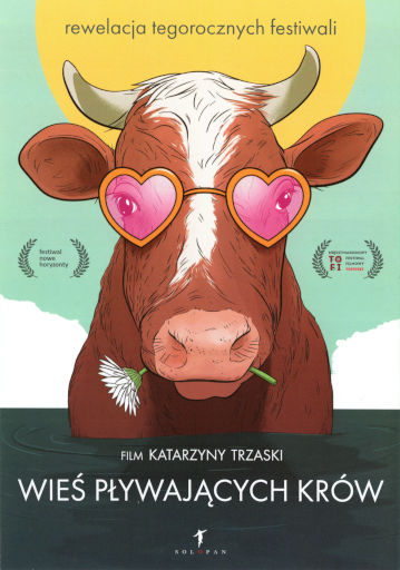 Przód ulotki filmu 'Wieś pływających krów'