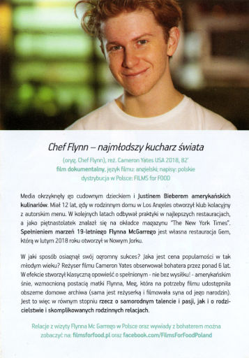 Tył ulotki filmu 'Chef Flynn - najmłodszy kucharz świata'