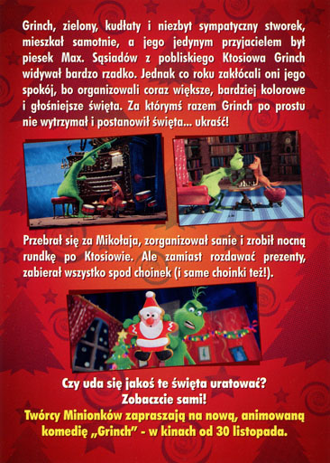 Tył ulotki filmu 'Grinch'