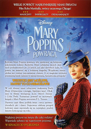 Tył ulotki filmu 'Mary Poppins powraca'