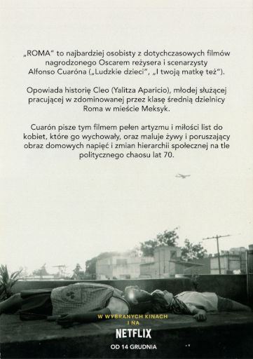 Tył ulotki filmu 'Roma'