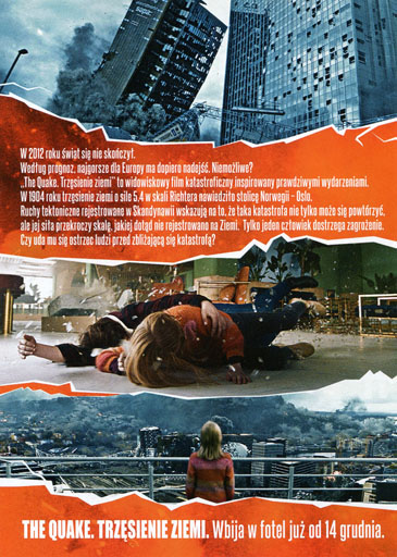 Tył ulotki filmu 'The Quake. Trzęsienie ziemi'