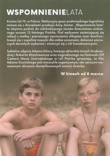 Tył ulotki filmu 'Wspomnienie lata'
