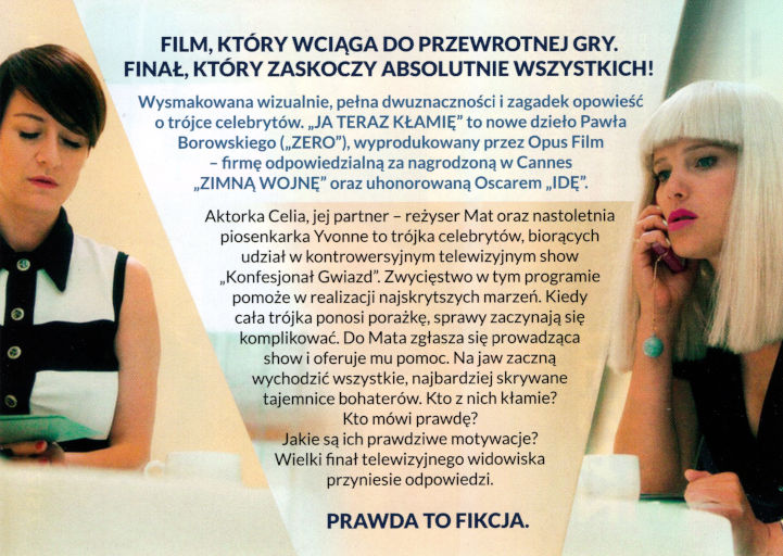 Tył ulotki filmu 'Ja teraz kłamię'