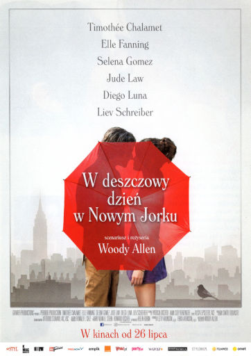 Przód ulotki filmu 'W deszczowy dzień w Nowym Jorku'
