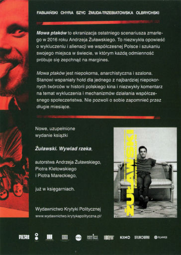 Tył ulotki filmu 'Mowa ptaków'