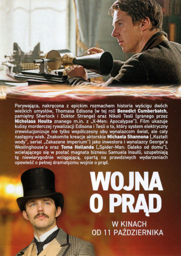 Tył ulotki filmu 'Wojna o prąd'