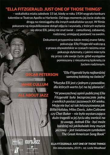 Tył ulotki filmu 'Ella Fitzgerald: Just One of Those Things'