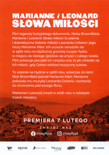 Tył ulotki filmu 'Marianne i Leonard: Słowa miłości'