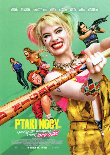 Przód ulotki filmu 'Ptaki Nocy (i fantastyczna emancypacja pewnej Harley Quinn)'