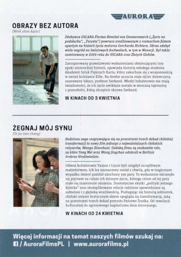 Tył ulotki filmu 'Obrazy bez autora'
