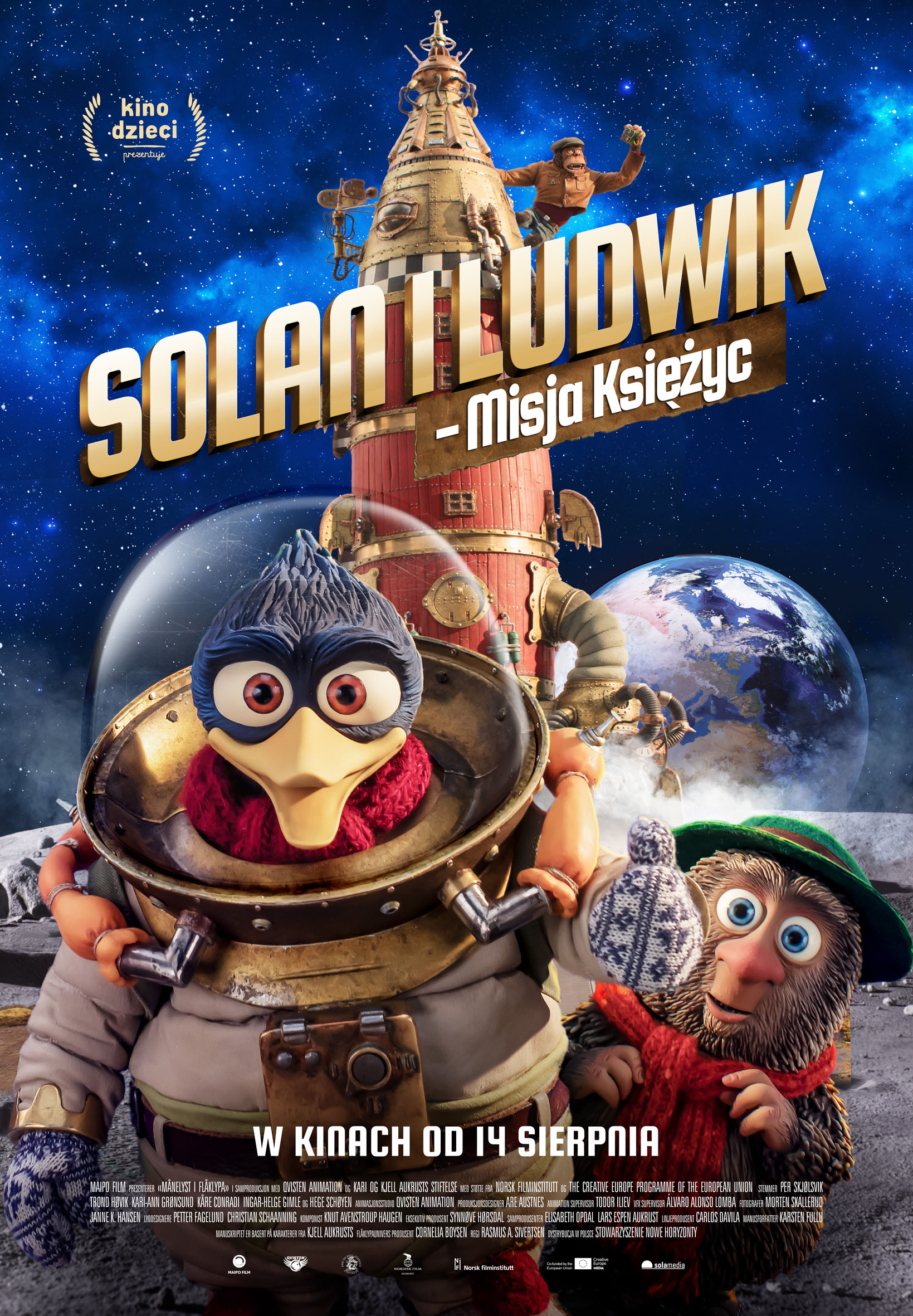 Polski plakat filmu 'Solan i Ludwik - Misja Księżyc'