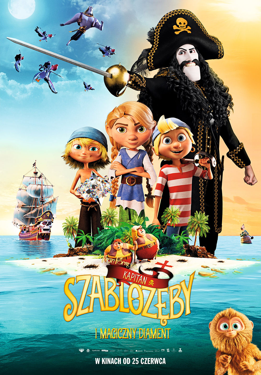 Polski plakat filmu 'Kapitan Szablozęby i magiczny diament'