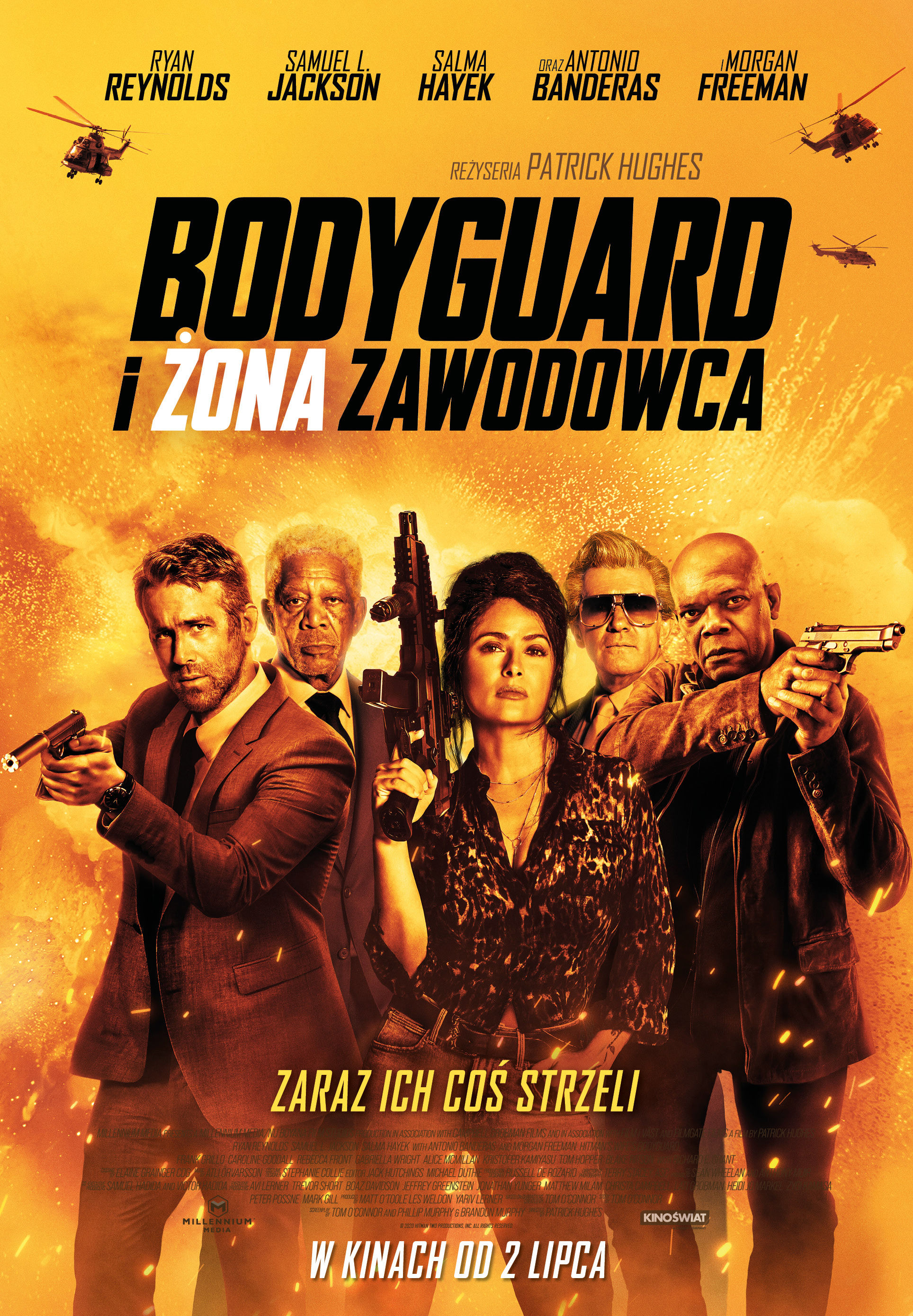 Polski plakat filmu 'Bodyguard i żona zawodowca'