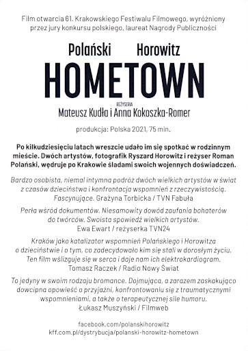 Tył ulotki filmu 'Polański, Horowitz. Hometown'