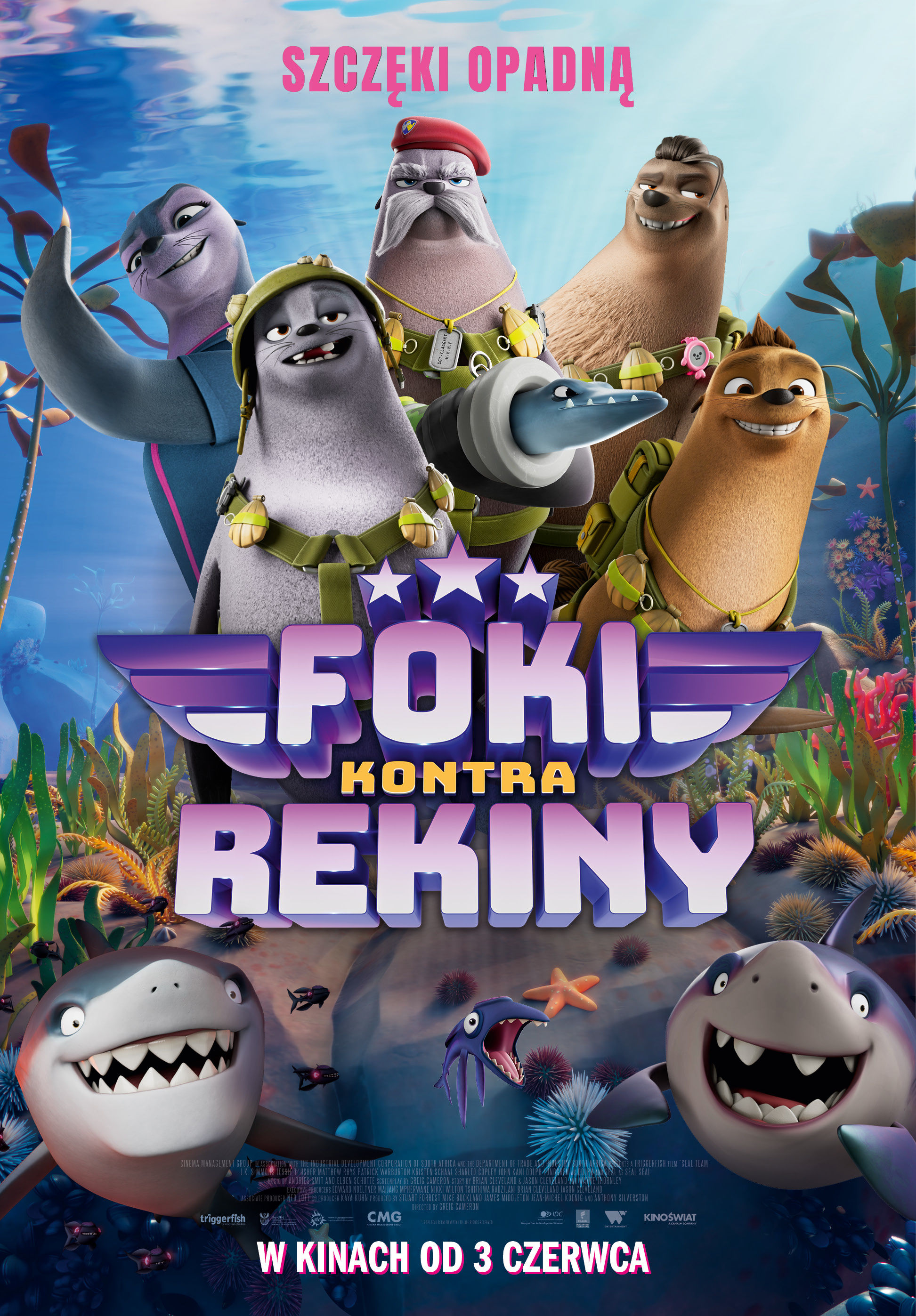 Polski plakat filmu 'Foki kontra rekiny'