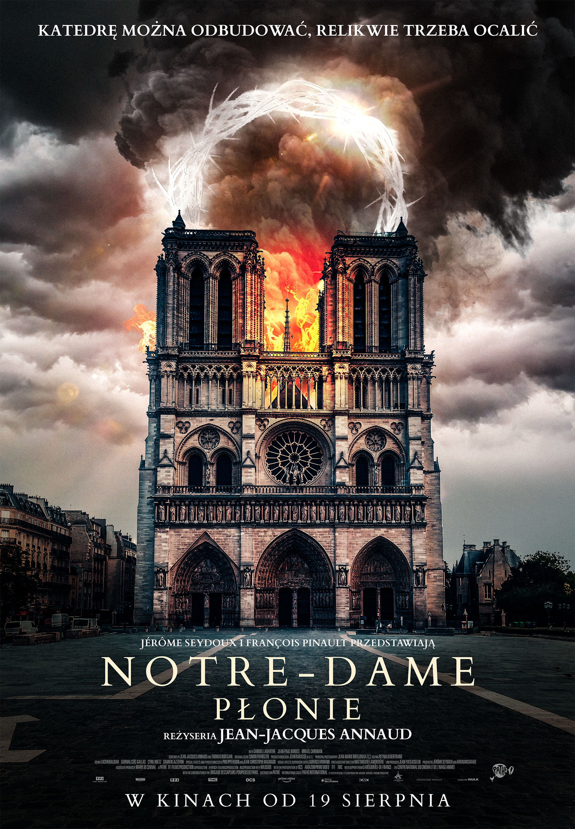 Polski plakat filmu 'Notre-Dame płonie'