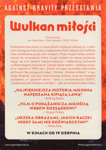 Tył ulotki filmu 'Wulkan miłości'