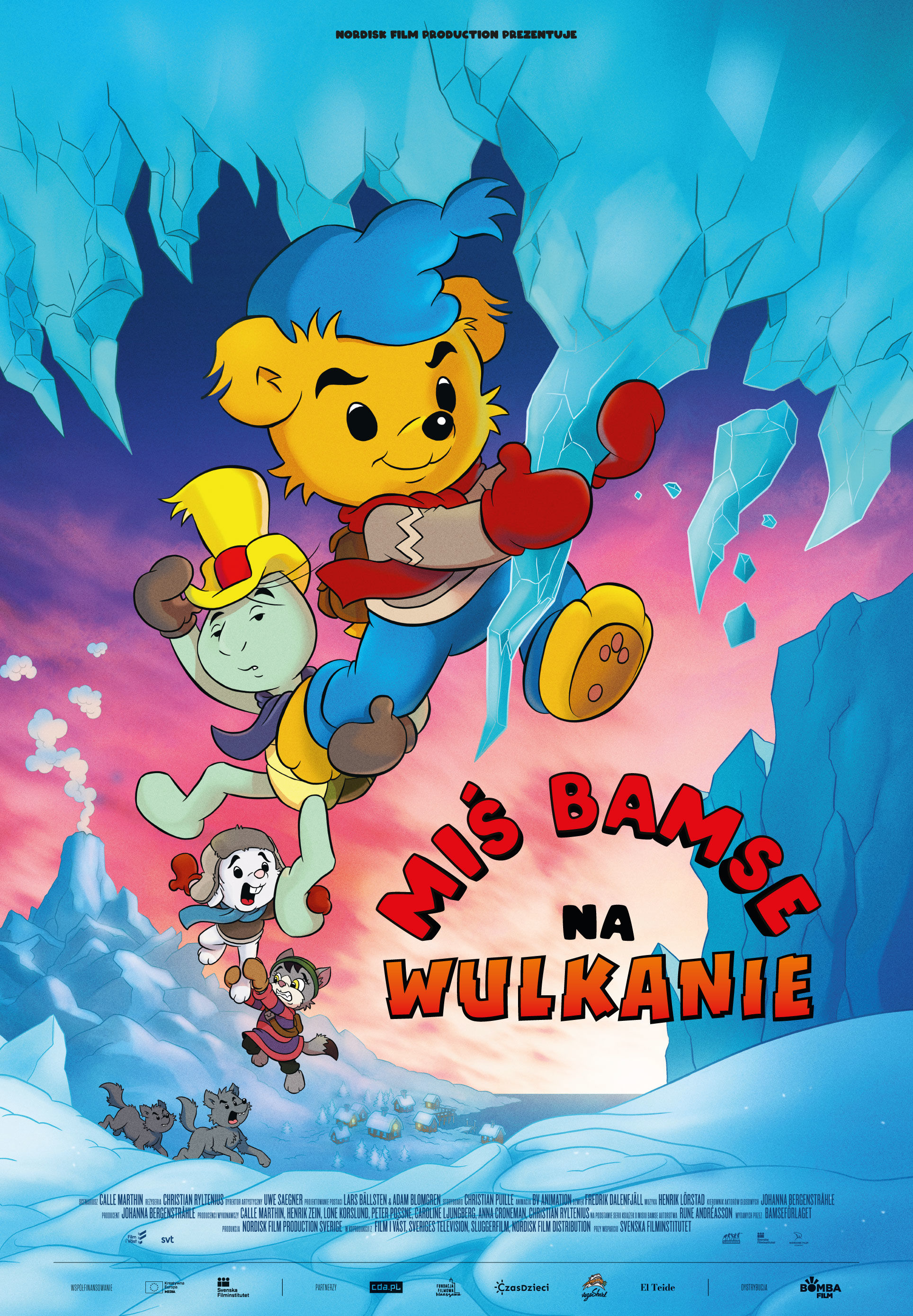 Polski plakat filmu 'Miś Bamse na wulkanie'