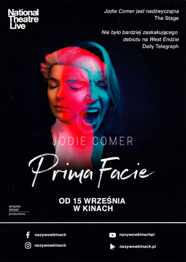 Przód ulotki filmu 'National Theatre Live: Prima Facie | Wenecja. Awangarda bez granic'