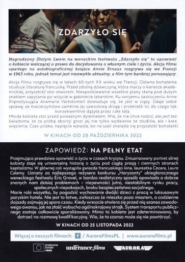 Tył ulotki filmu 'Zdarzyło się'