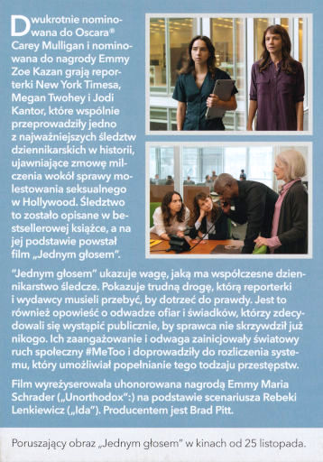 Tył ulotki filmu 'Jednym głosem'