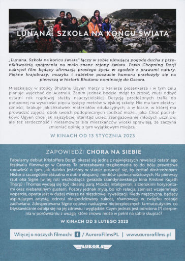 Tył ulotki filmu 'Lunana. Szkoła na końcu świata'