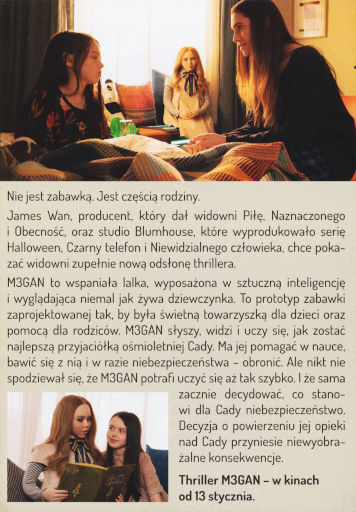 Tył ulotki filmu 'M3gan'